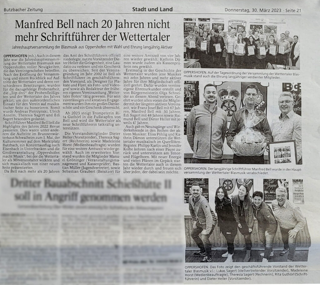 Manfred Bell nach 20 Jahren nicht mehr Schriftführer