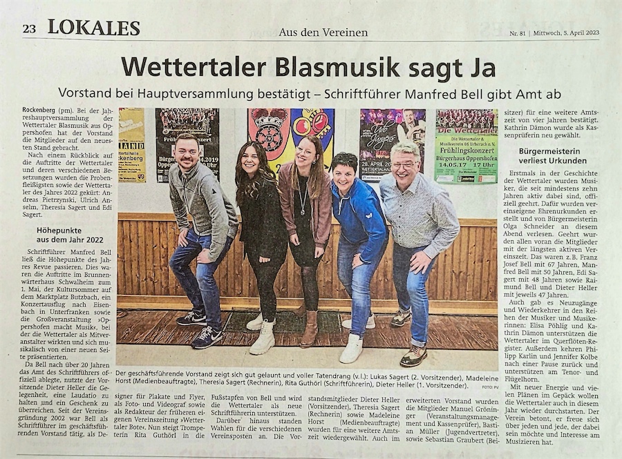 Wettertaler Blasmusik sagt Ja