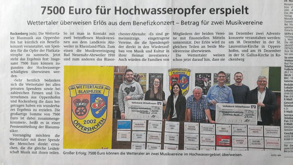 7500 Euro für Hochwasseropfer