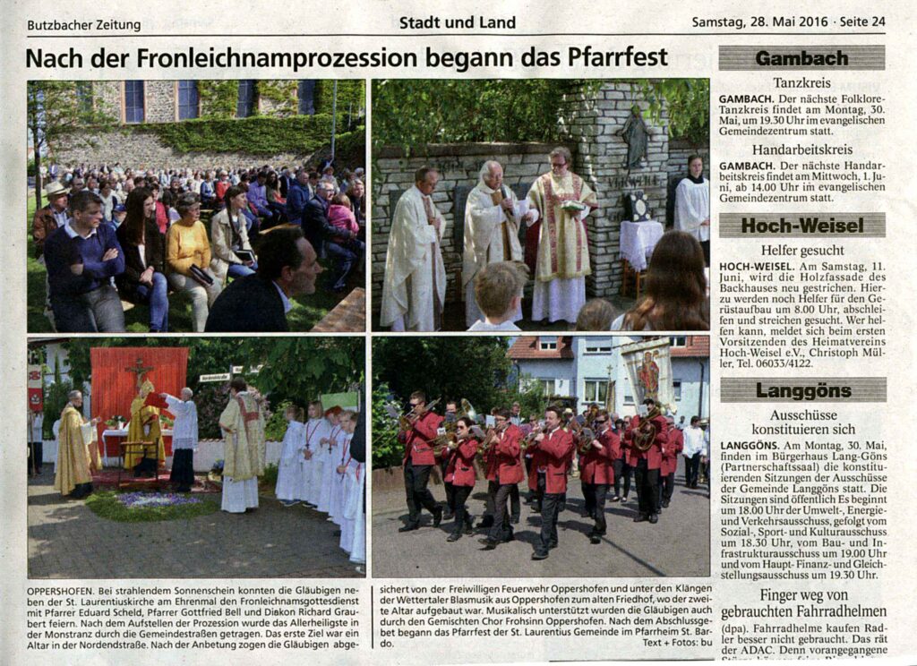 Fronleichnamsprozession in Oppershofen