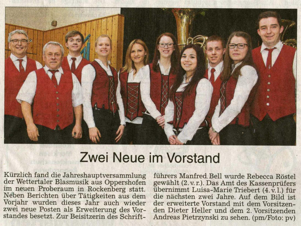 Butzbacher Zeitung – „Zwei neue im Vorstand“