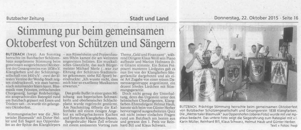 Oktoberfest von Schützen und Sängern