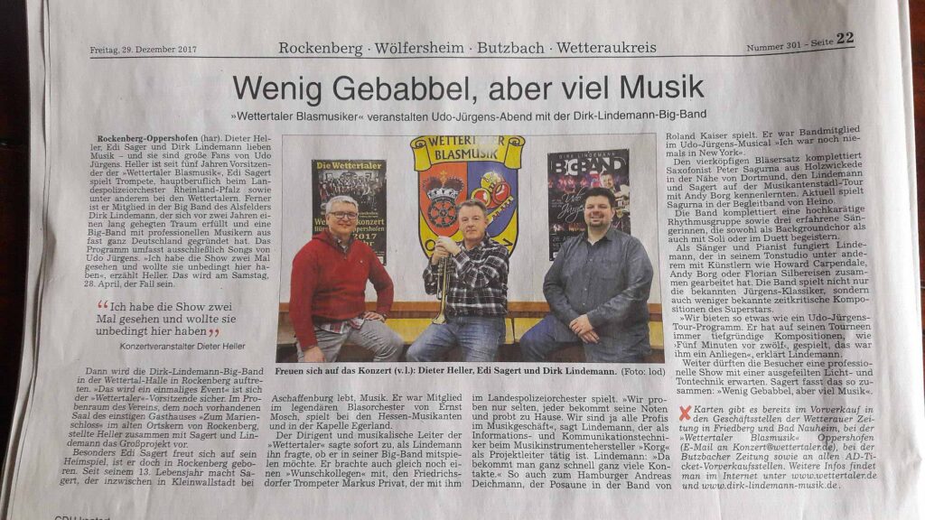 Wenig Gebabbel , aber viel Musik …