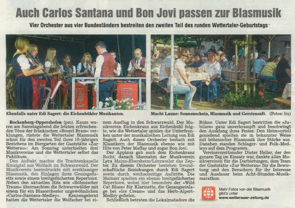 Geburtstagskonzert der Wettertaler